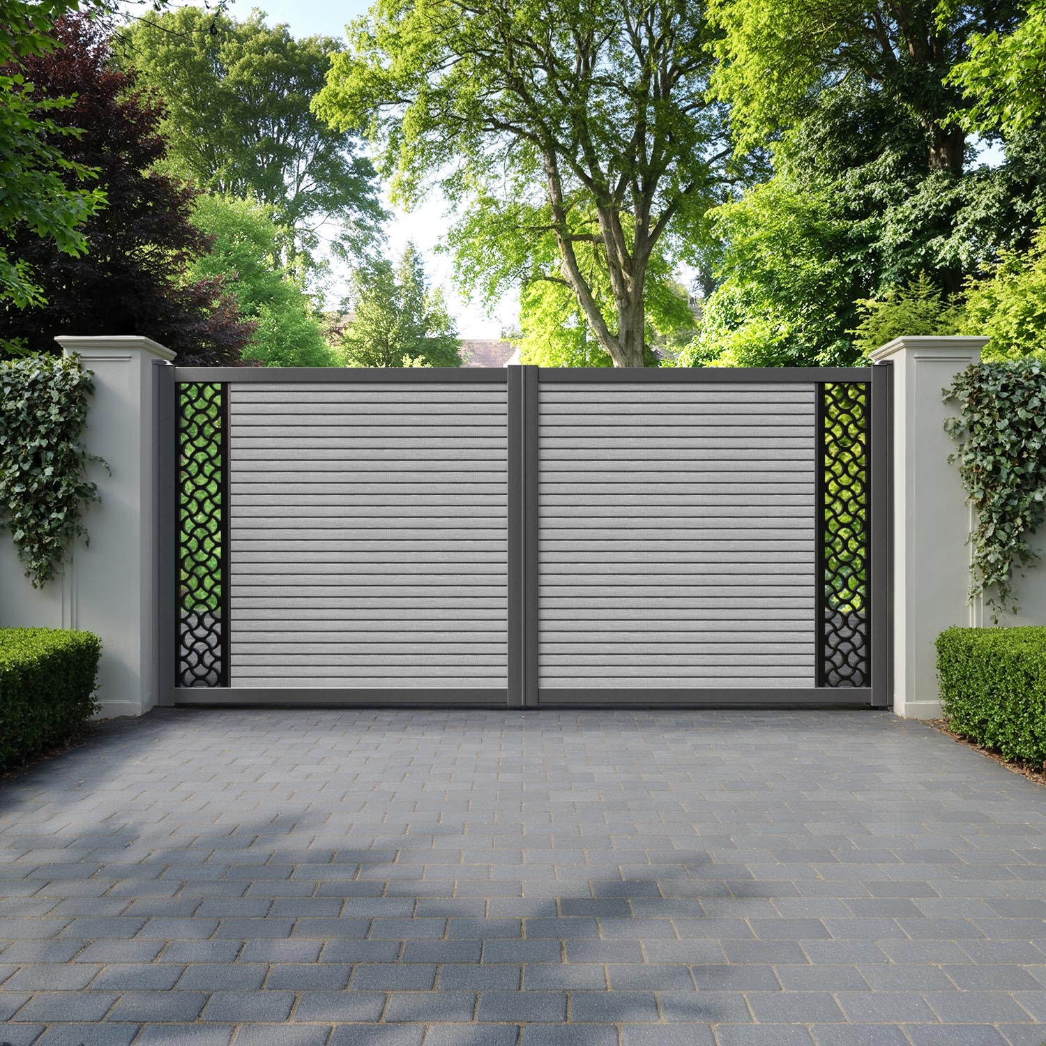 Hudson Vida Straight Top Driveway Gate - Light Grey - End Screen