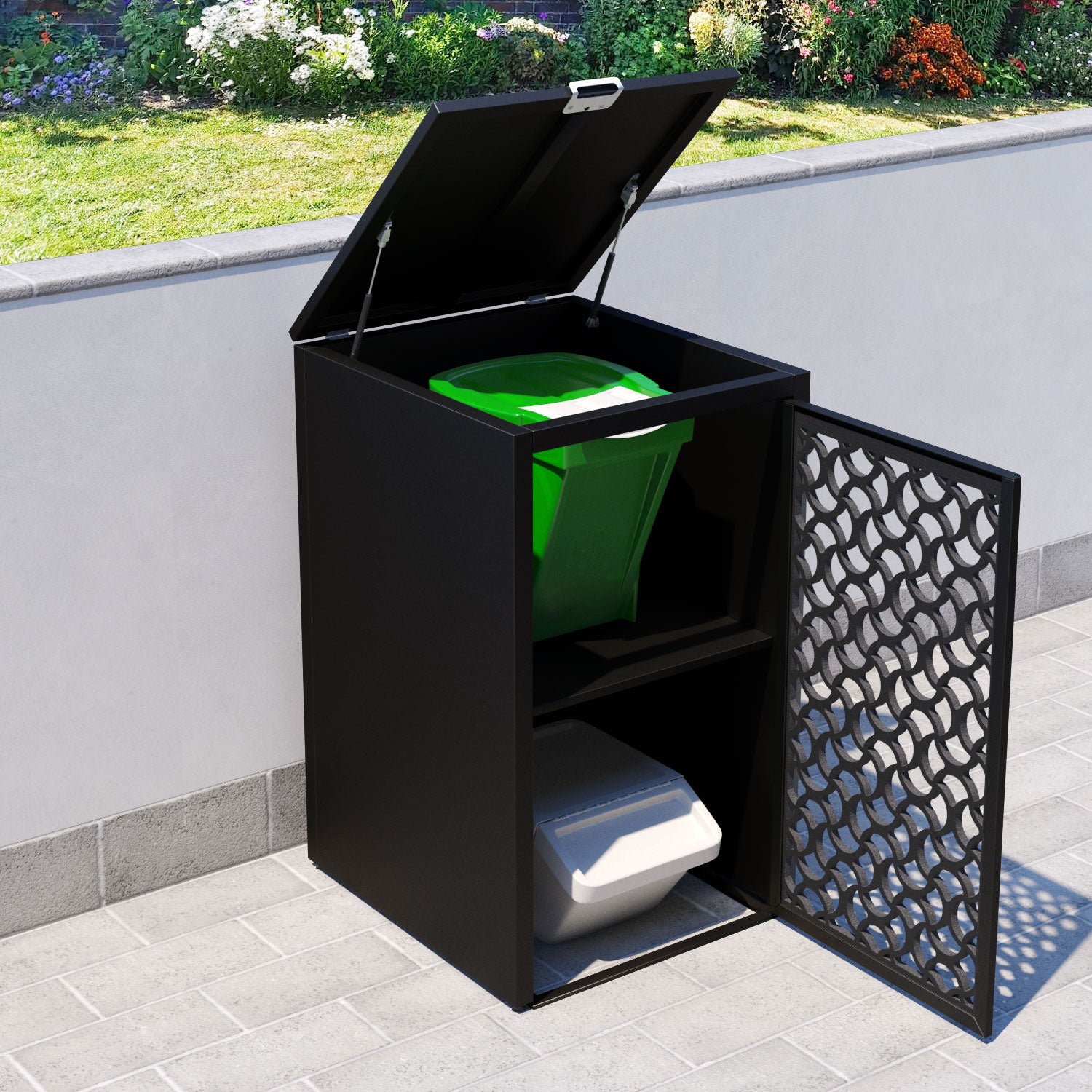 Black 2 Bin Store with Vida Door Screen