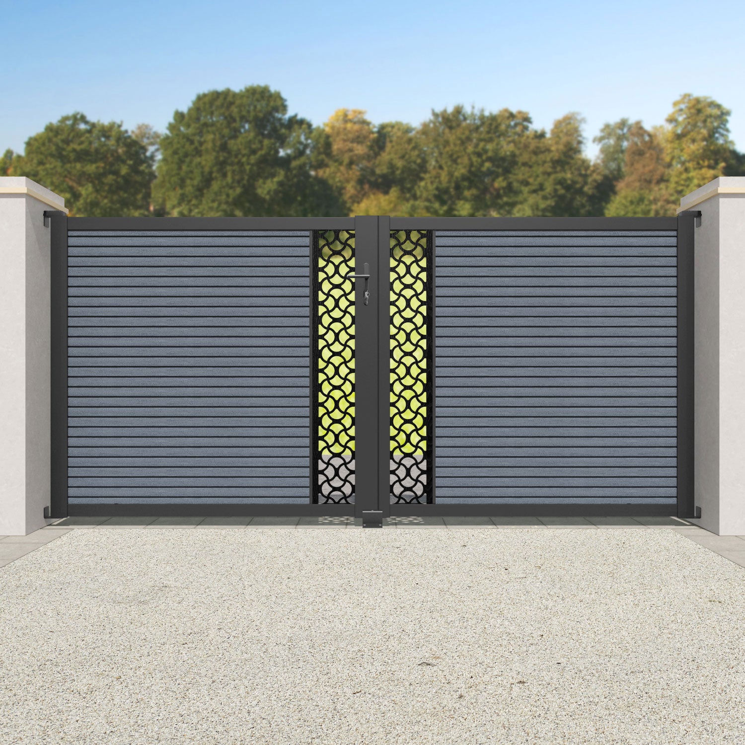 Hudson Vida Straight Top Driveway Gate - Anthracite - Middle Screen