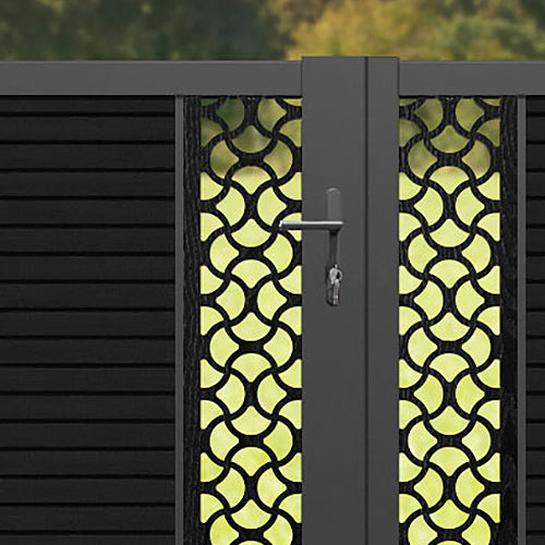 Hudson Vida Straight Top Driveway Gate - Black - Middle & End Screen