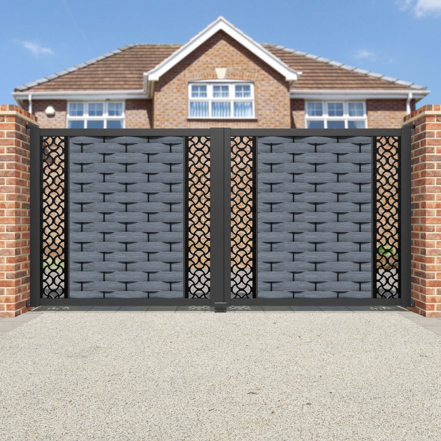 Ripple Vida Straight Top Driveway Gate - Anthracite - Middle & End Screen