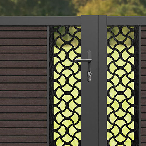 Hudson Vida Straight Top Driveway Gate - Mid Brown - Middle & End Screen