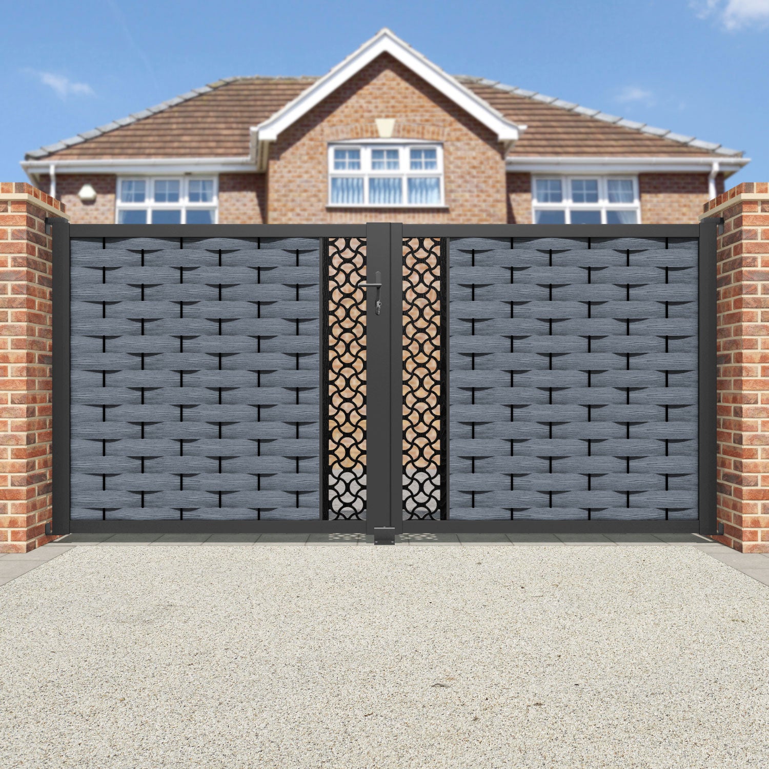 Ripple Vida Straight Top Driveway Gate - Anthracite - Middle Screen