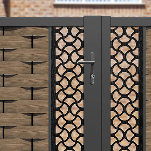 Ripple Vida Straight Top Driveway Gate - Teak - Middle & End Screen