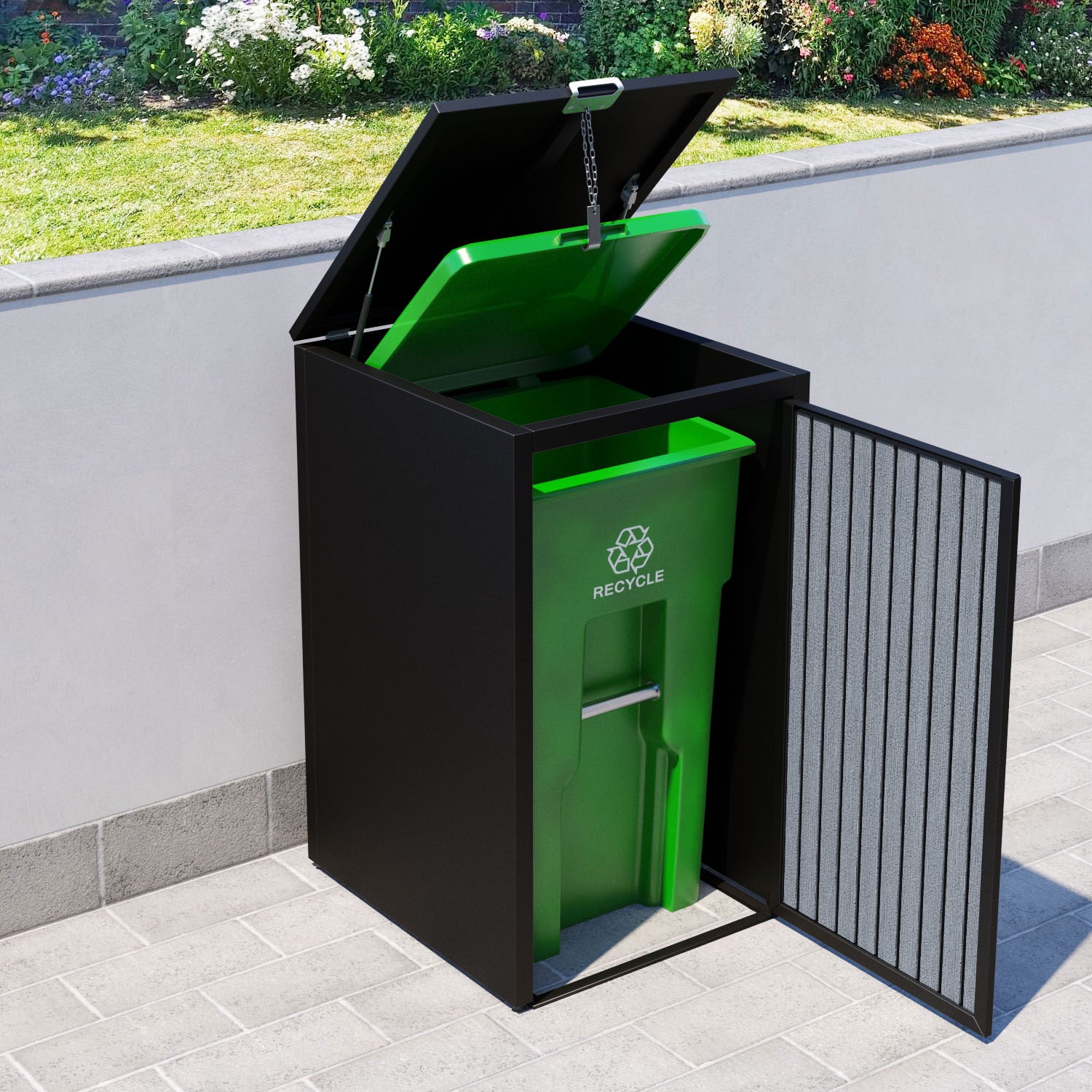 Black 2 Bin Store with Virtis Door Slat