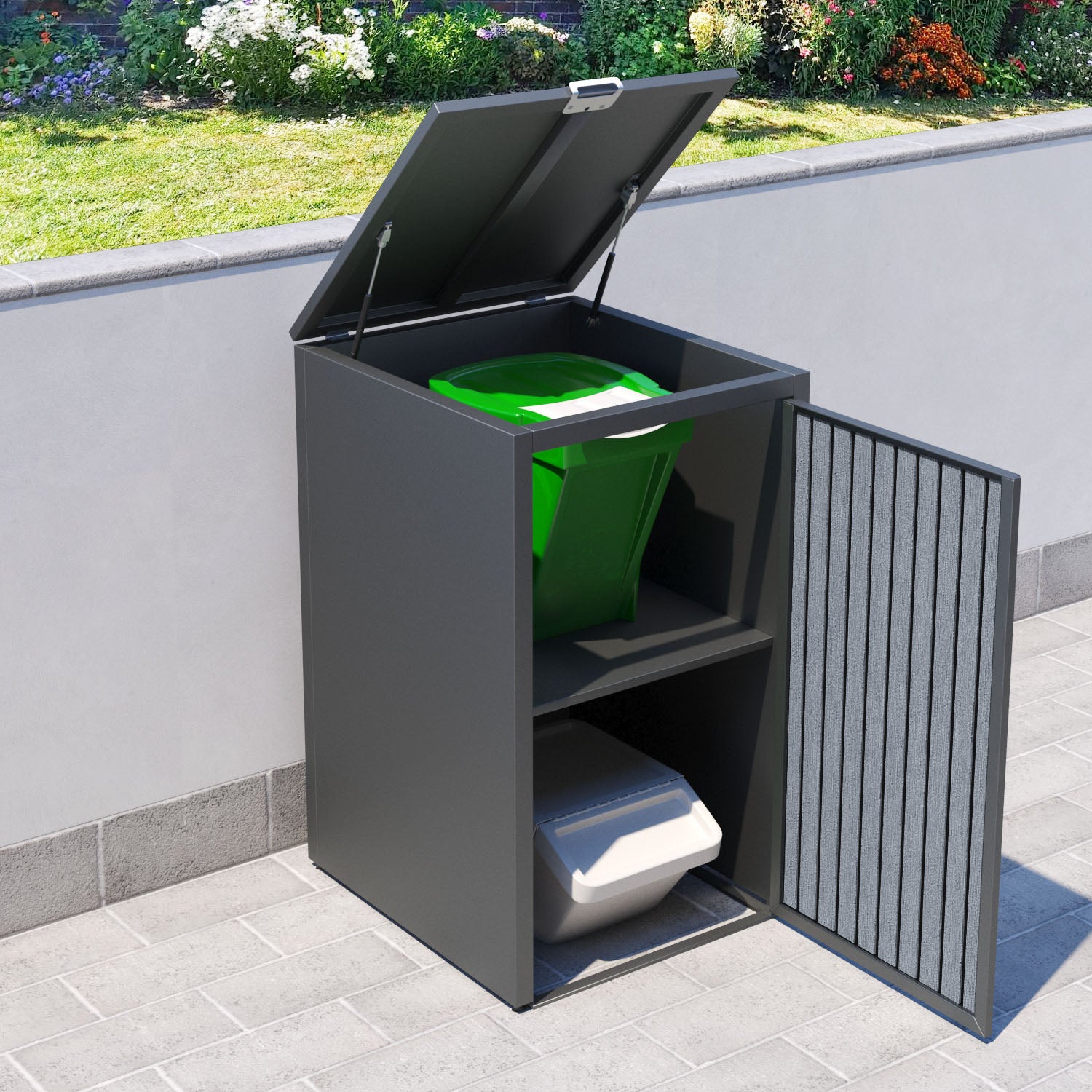 Grey 3 Bin Store with Virtis Door Slat