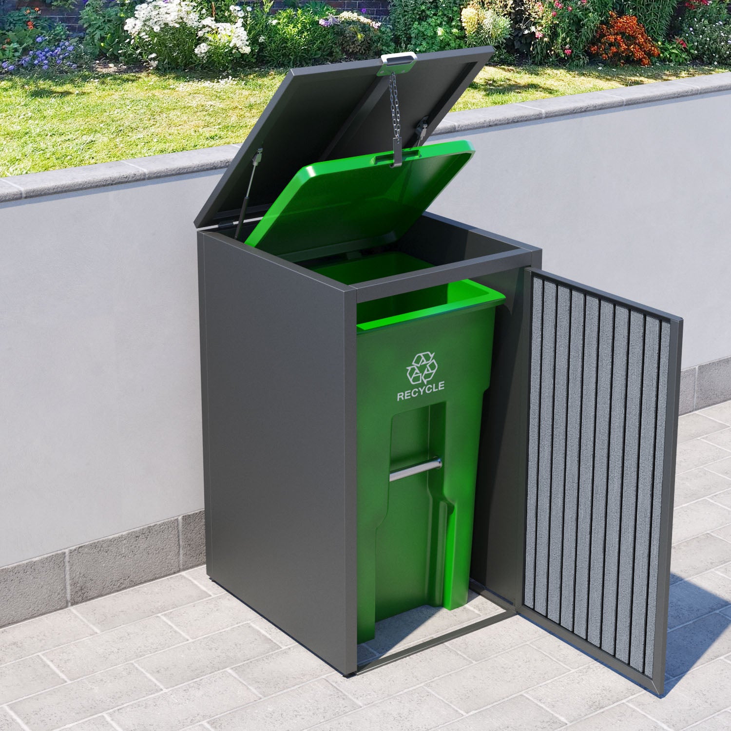 Grey 1 Bin Store with Virtis Door Slat