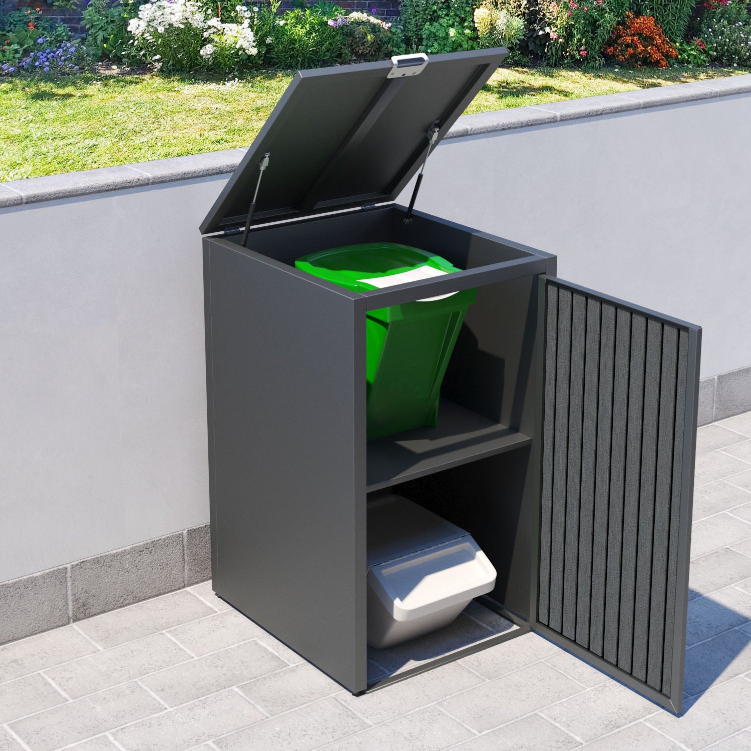 Grey 1 Bin Store with Virtis Door Slat