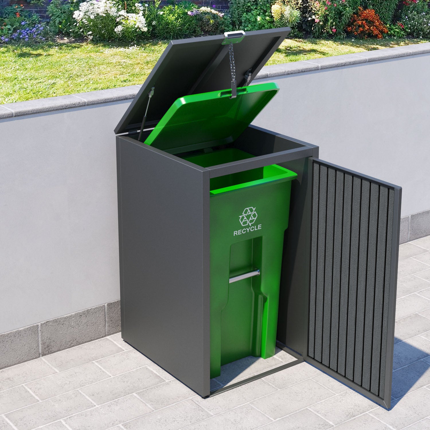 Grey 3 Bin Store with Virtis Door Slat