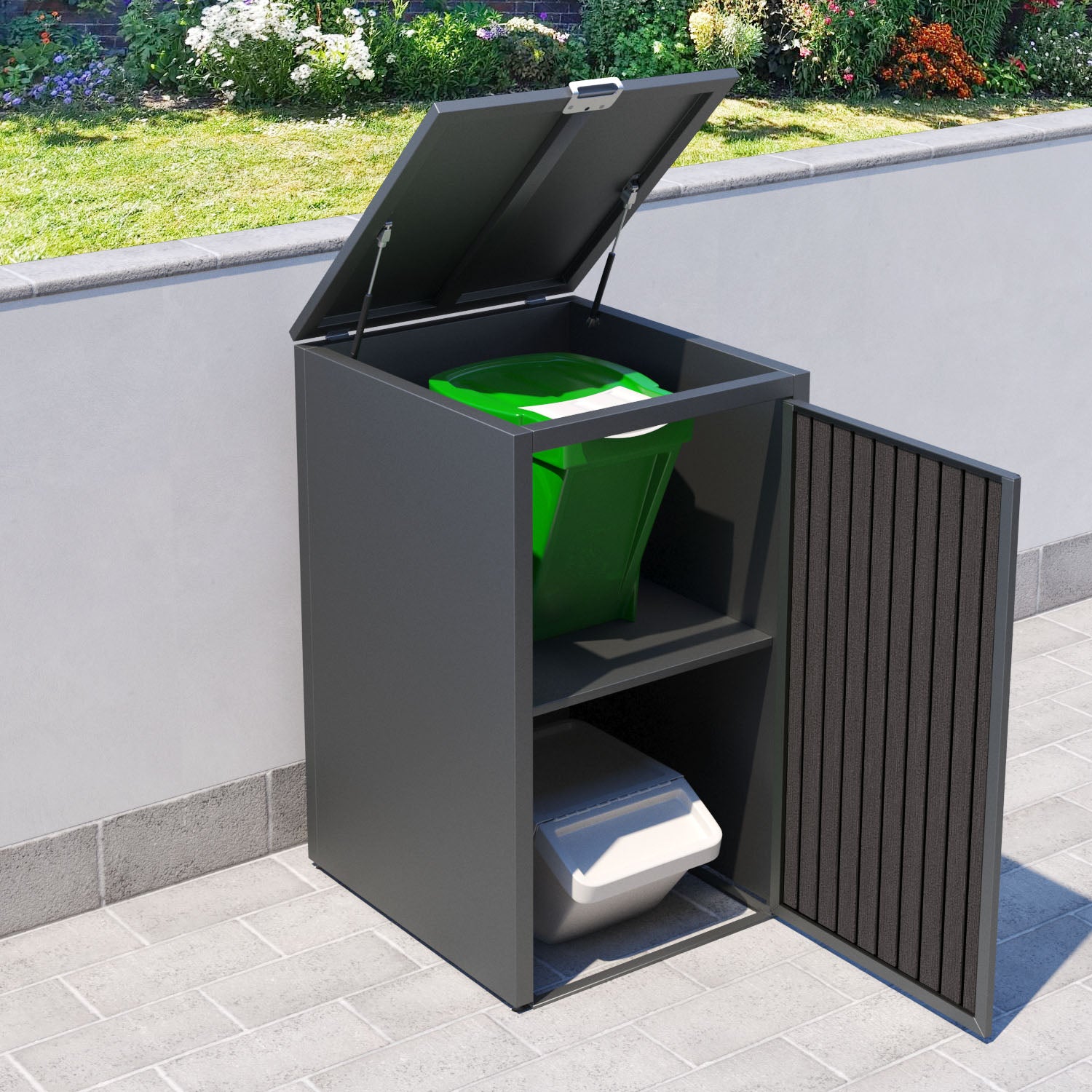 Grey 1 Bin Store with Virtis Door Slat