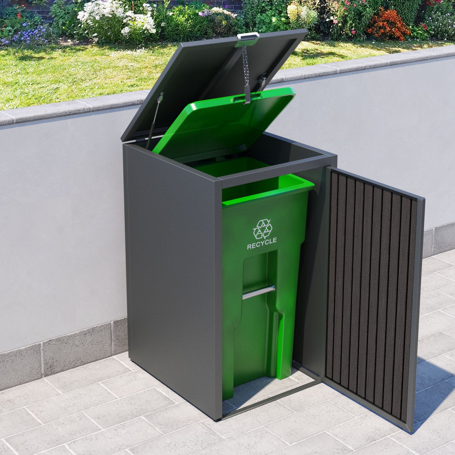 Grey 3 Bin Store with Virtis Door Slat