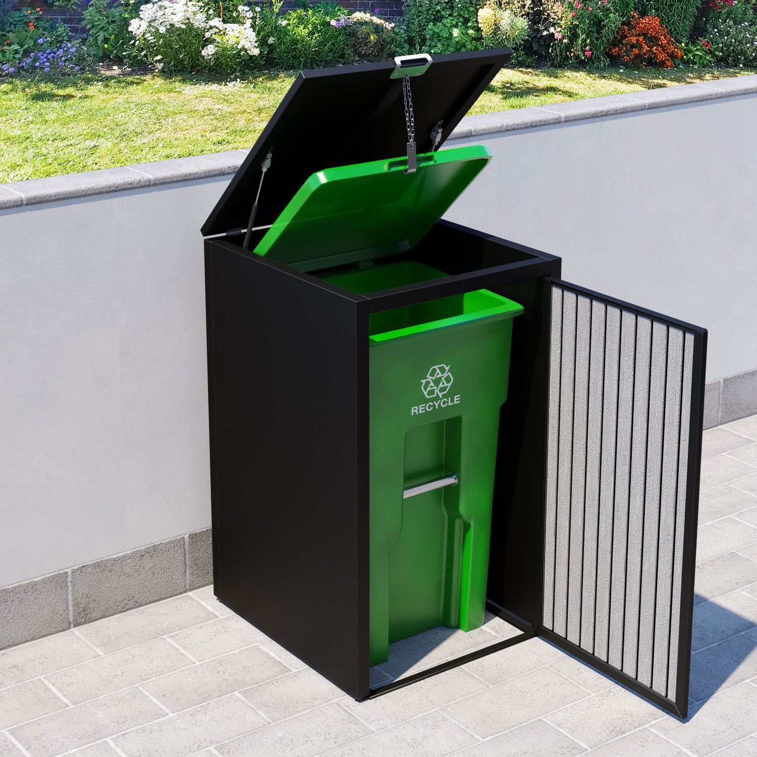 Black 2 Bin Store with Virtis Door Slat