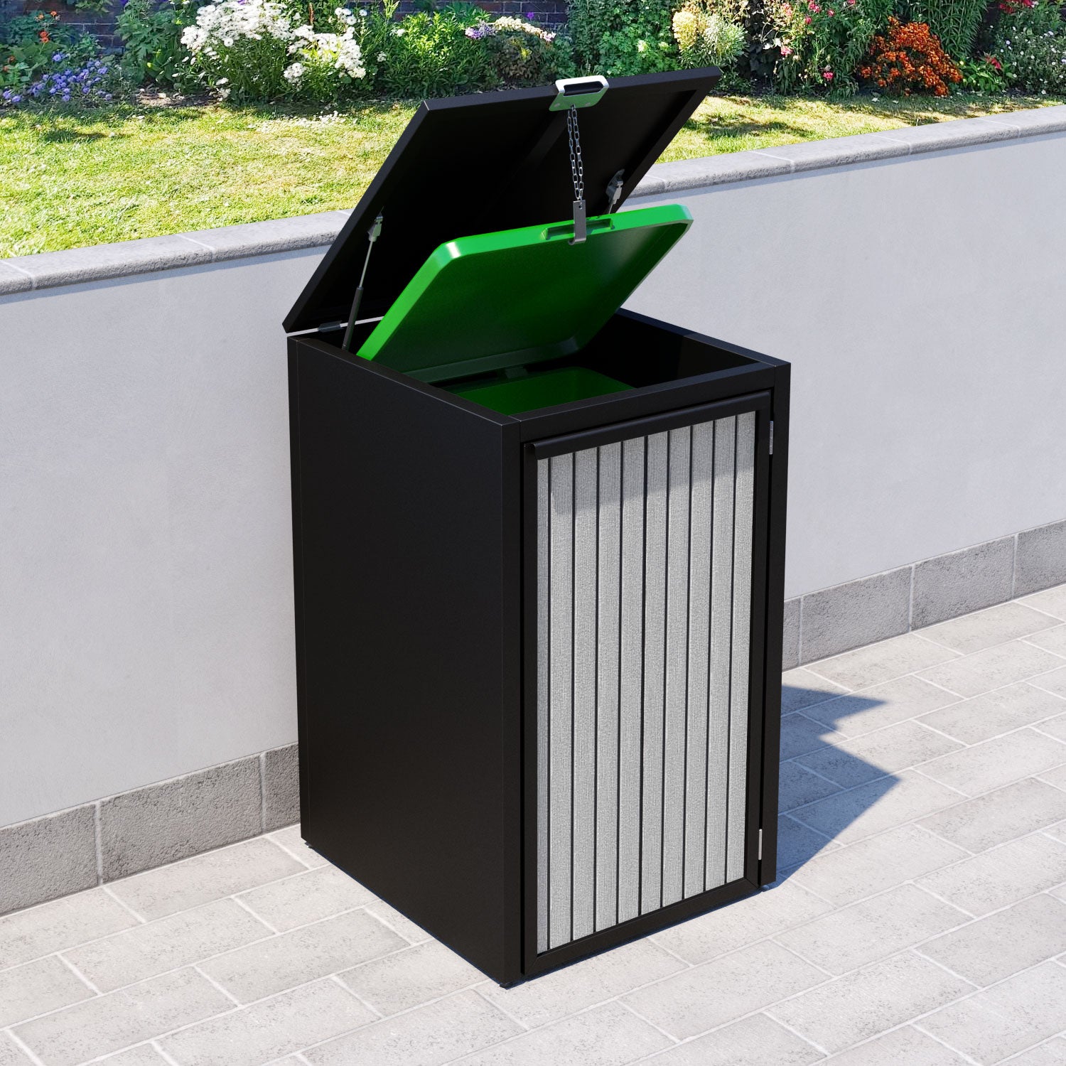 Black 2 Bin Store with Virtis Door Slat