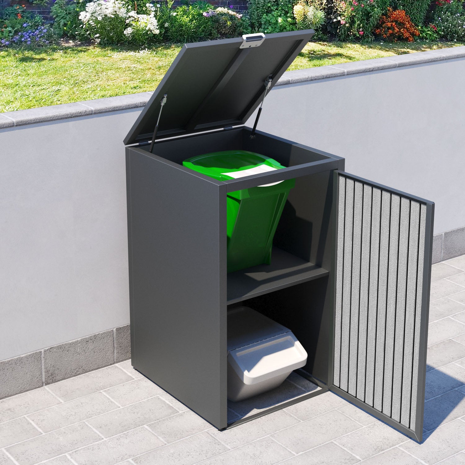 Grey 3 Bin Store with Virtis Door Slat