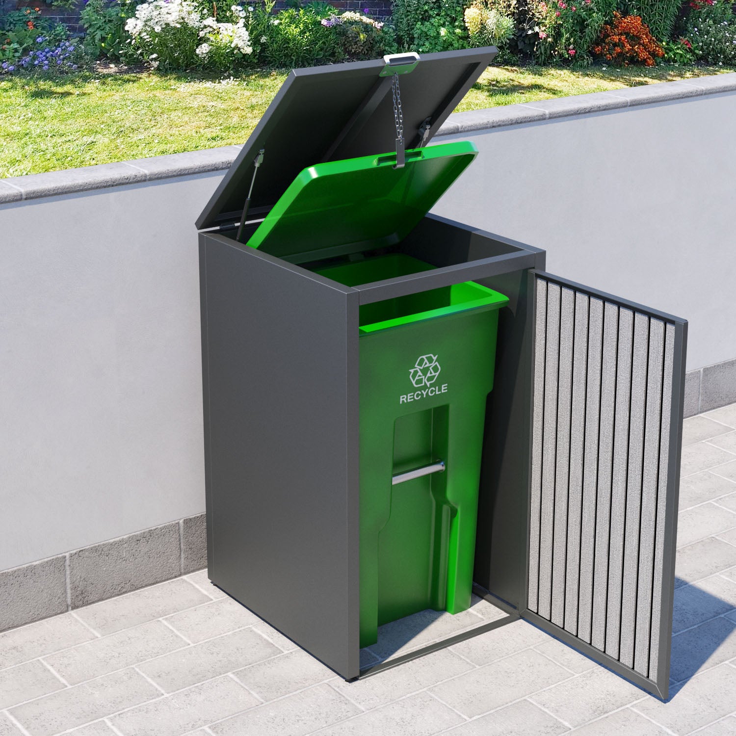 Grey 2 Bin Store with Virtis Door Slat