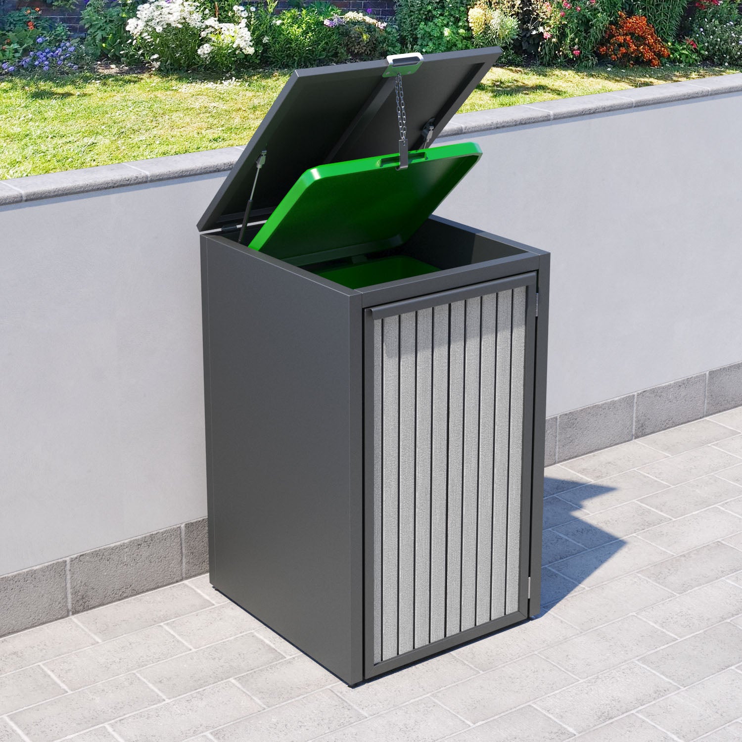 Grey 2 Bin Store with Virtis Door Slat