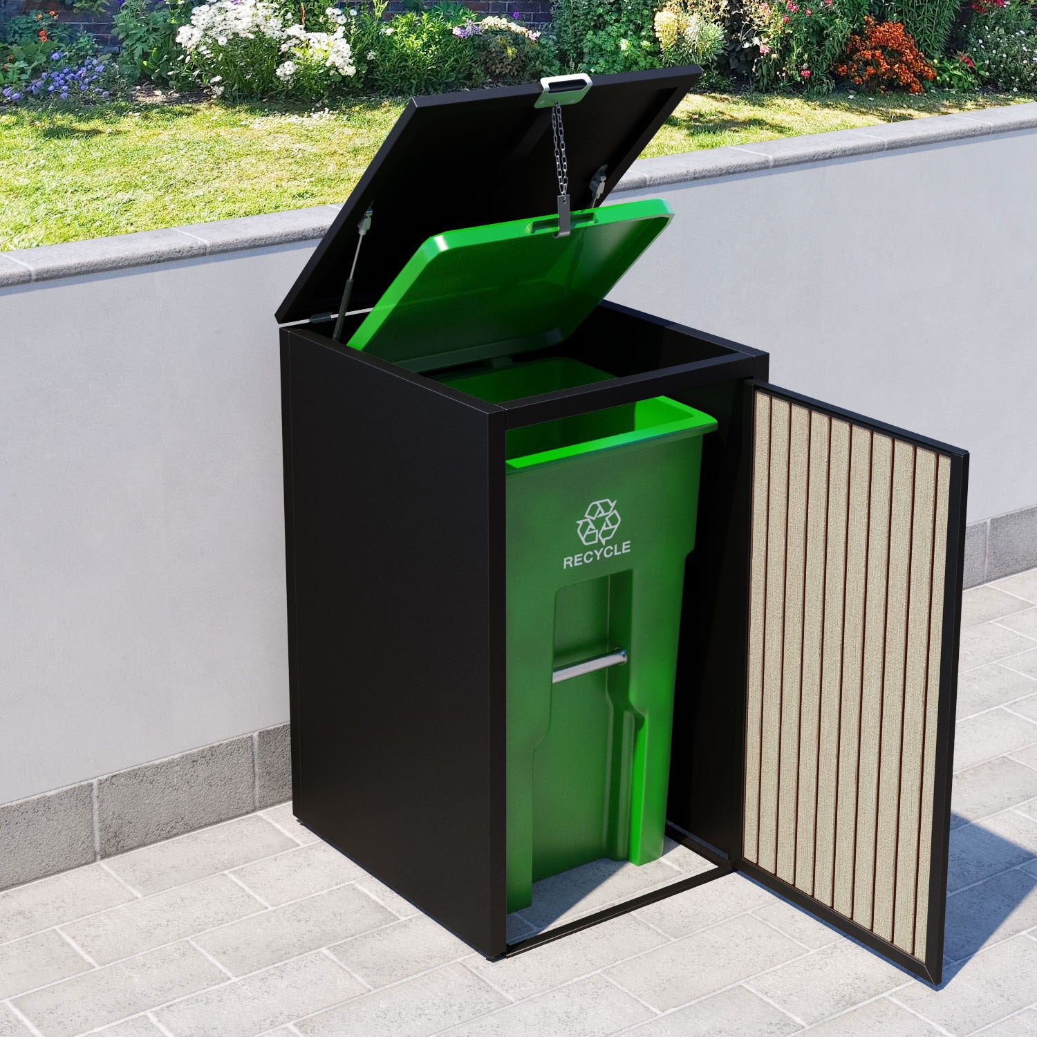 Black 2 Bin Store with Virtis Door Slat