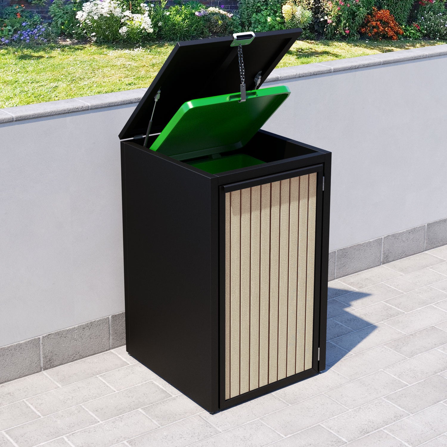 Black 2 Bin Store with Virtis Door Slat