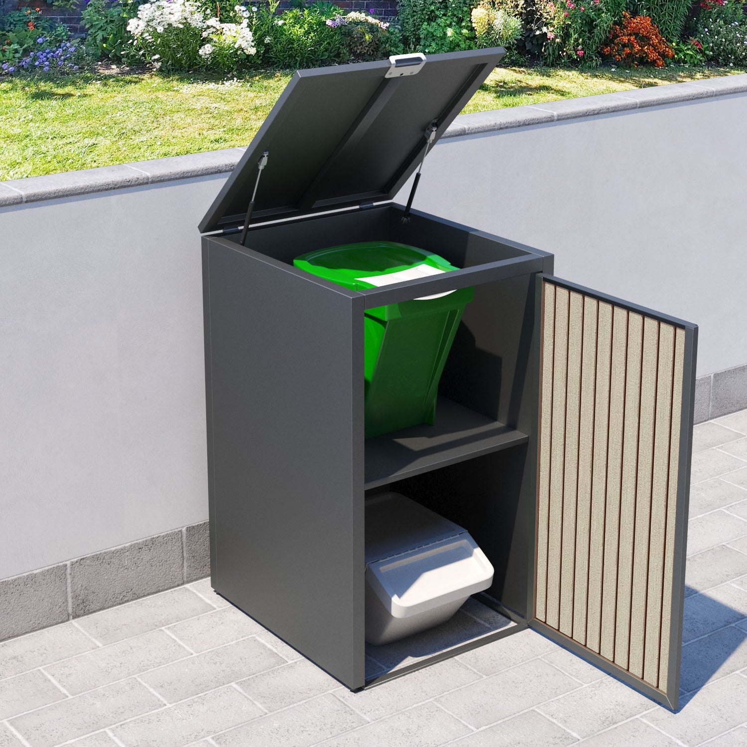 Grey 2 Bin Store with Virtis Door Slat