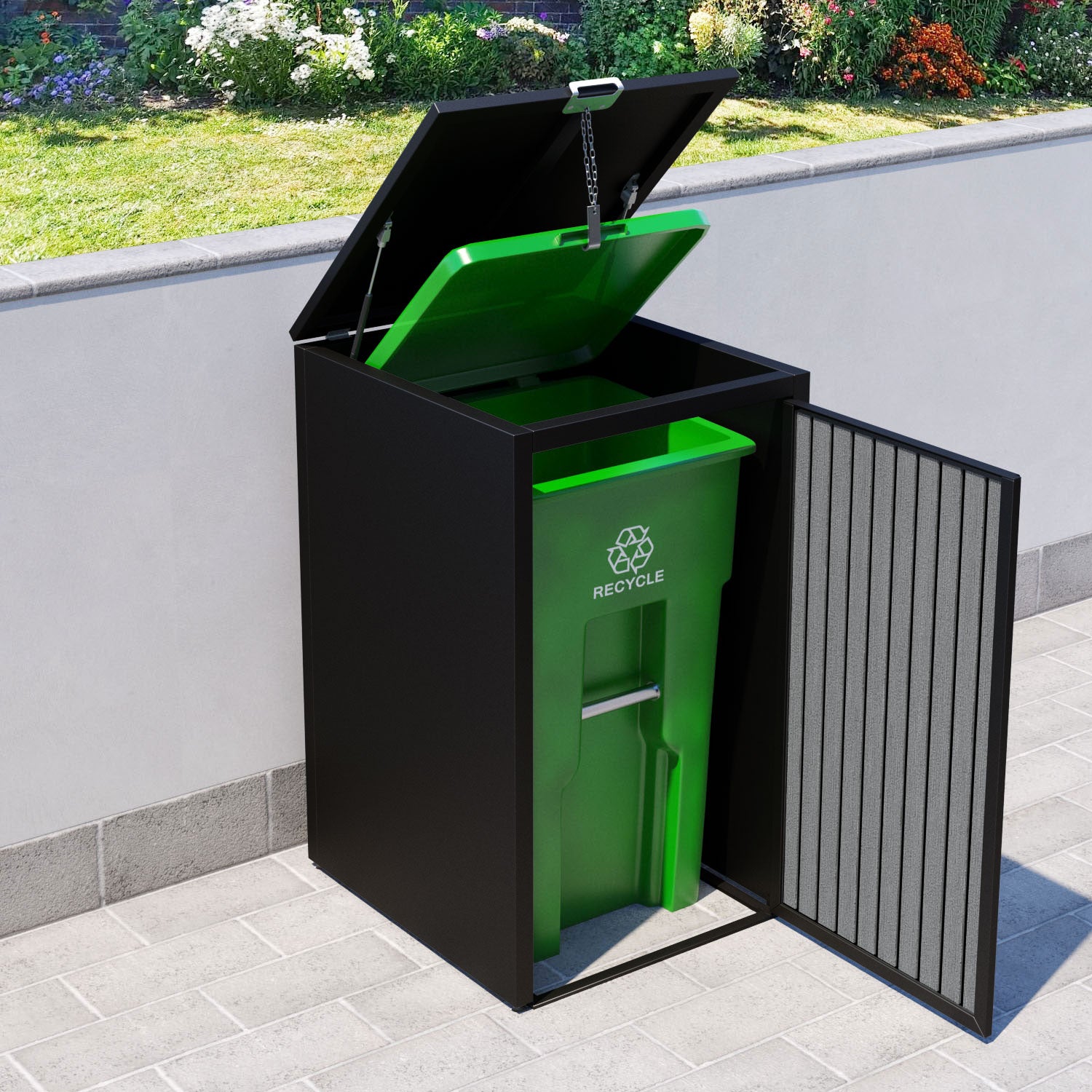 Black 2 Bin Store with Virtis Door Slat