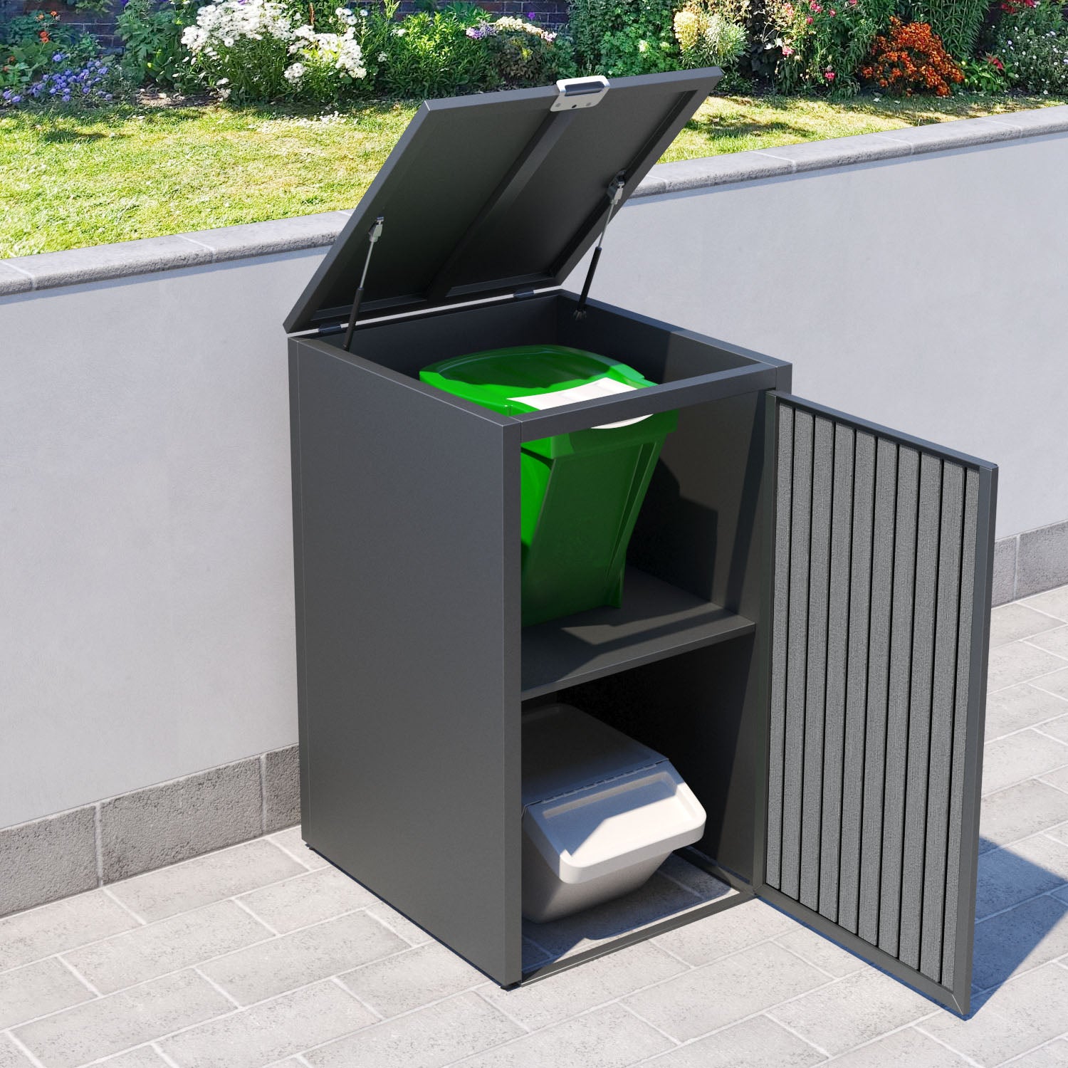 Grey 1 Bin Store with Virtis Door Slat