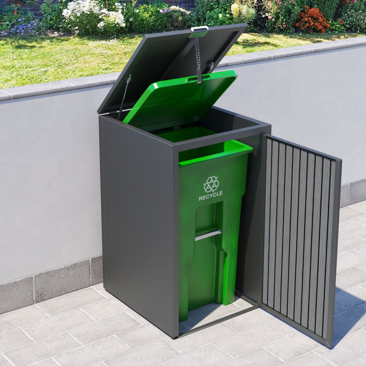 Grey 3 Bin Store with Virtis Door Slat