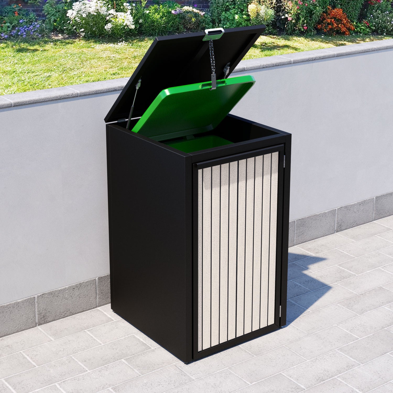 Black 2 Bin Store with Virtis Door Slat