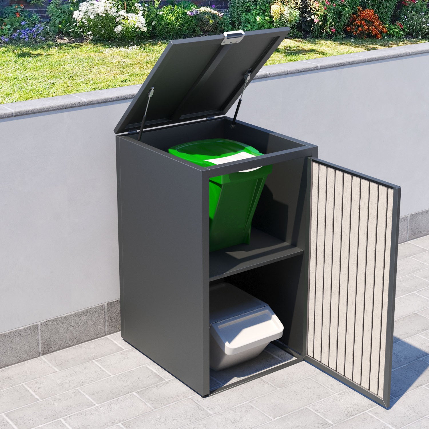 Grey 3 Bin Store with Virtis Door Slat