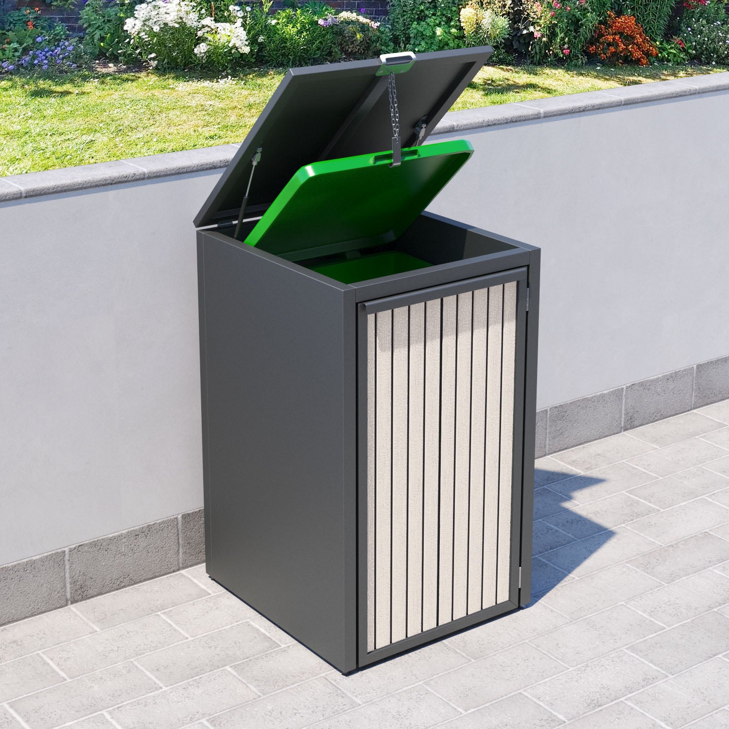 Grey 3 Bin Store with Virtis Door Slat