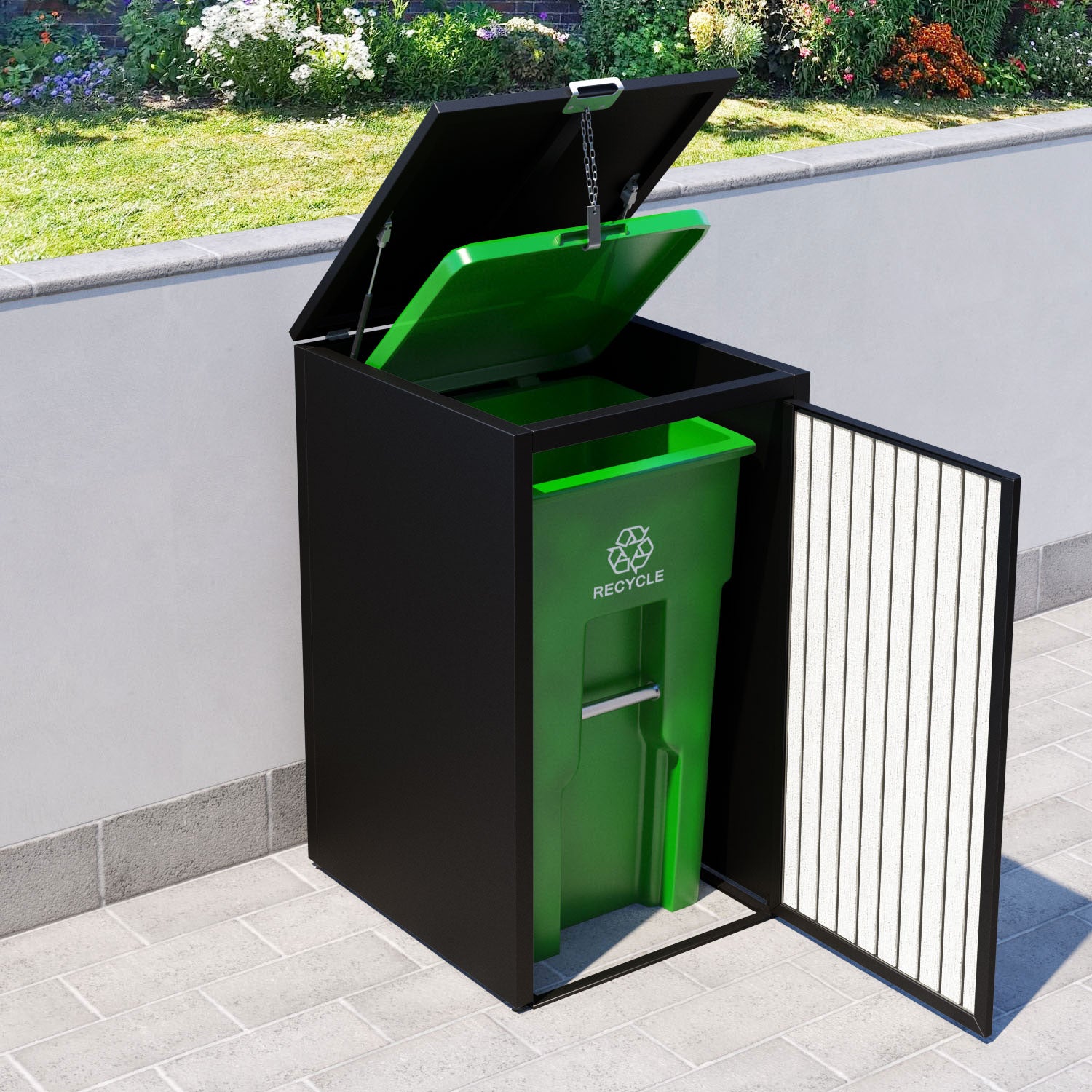 Black 2 Bin Store with Virtis Door Slat