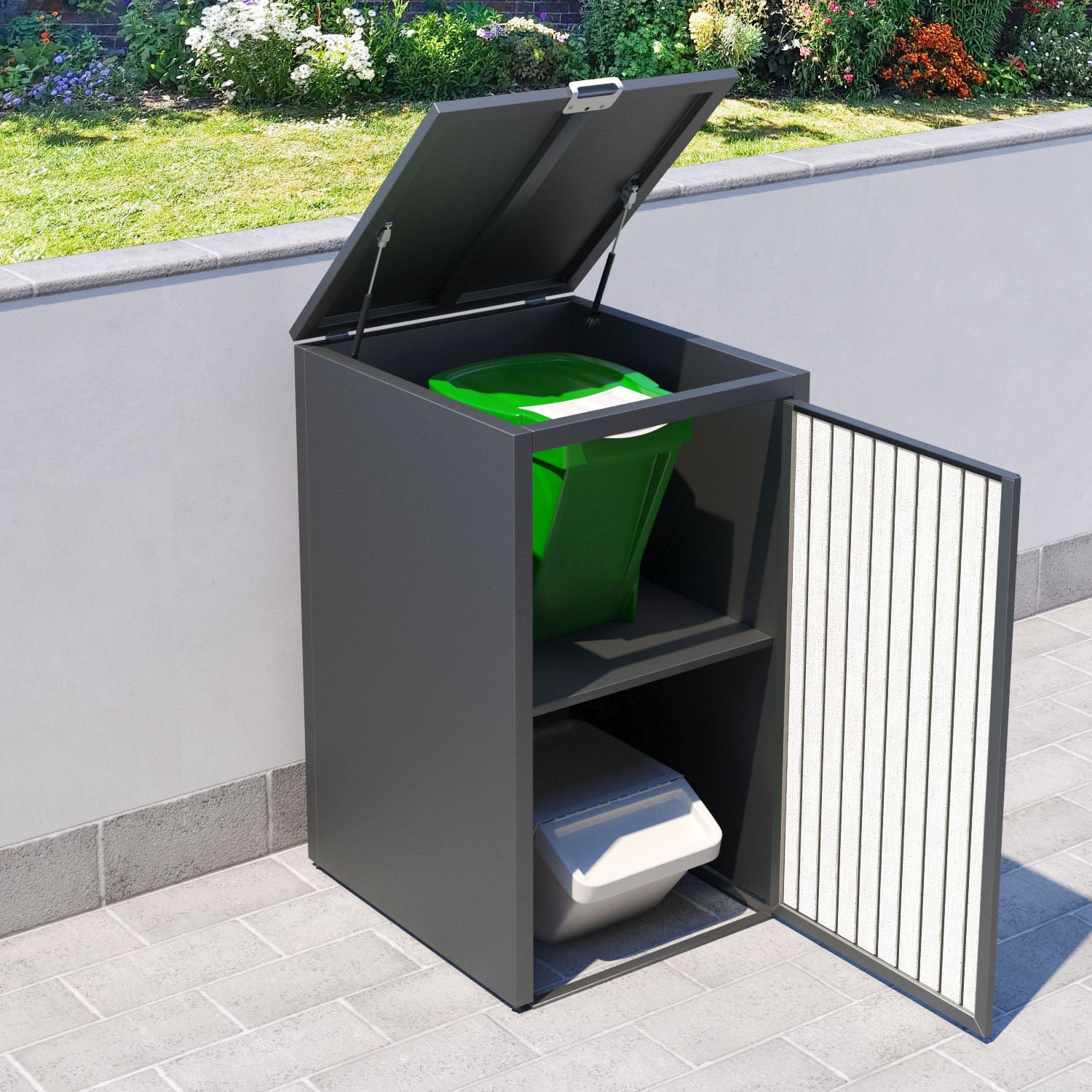 Grey 2 Bin Store with Virtis Door Slat