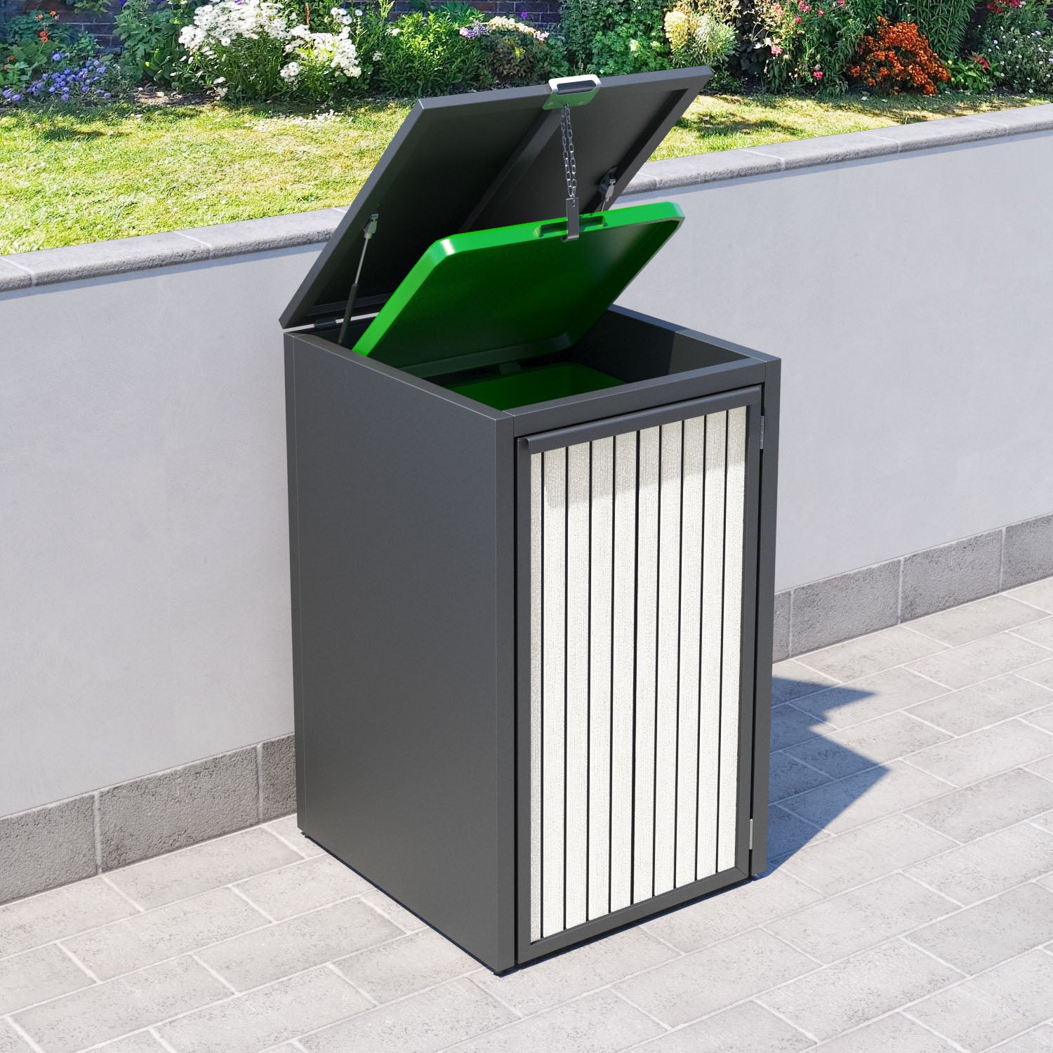 Grey 3 Bin Store with Virtis Door Slat