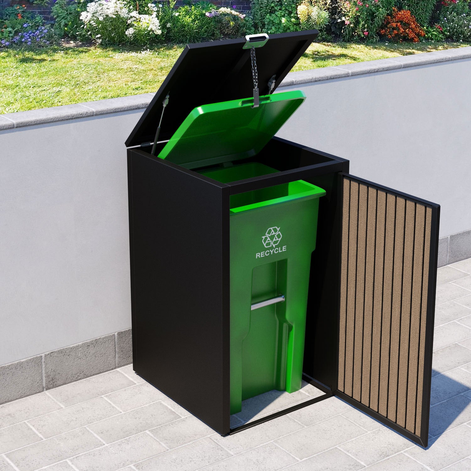 Black 2 Bin Store with Virtis Door Slat