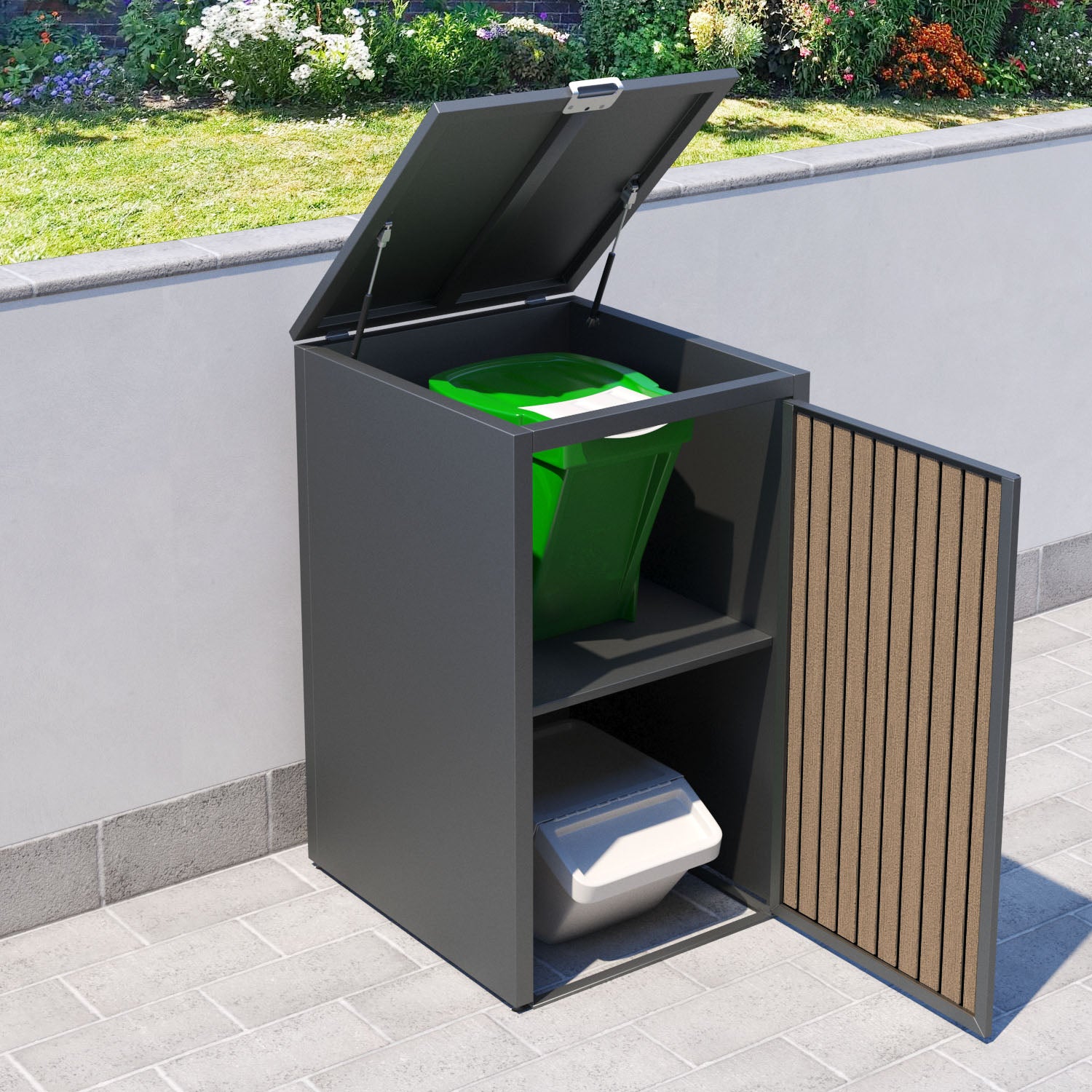 Grey 2 Bin Store with Virtis Door Slat