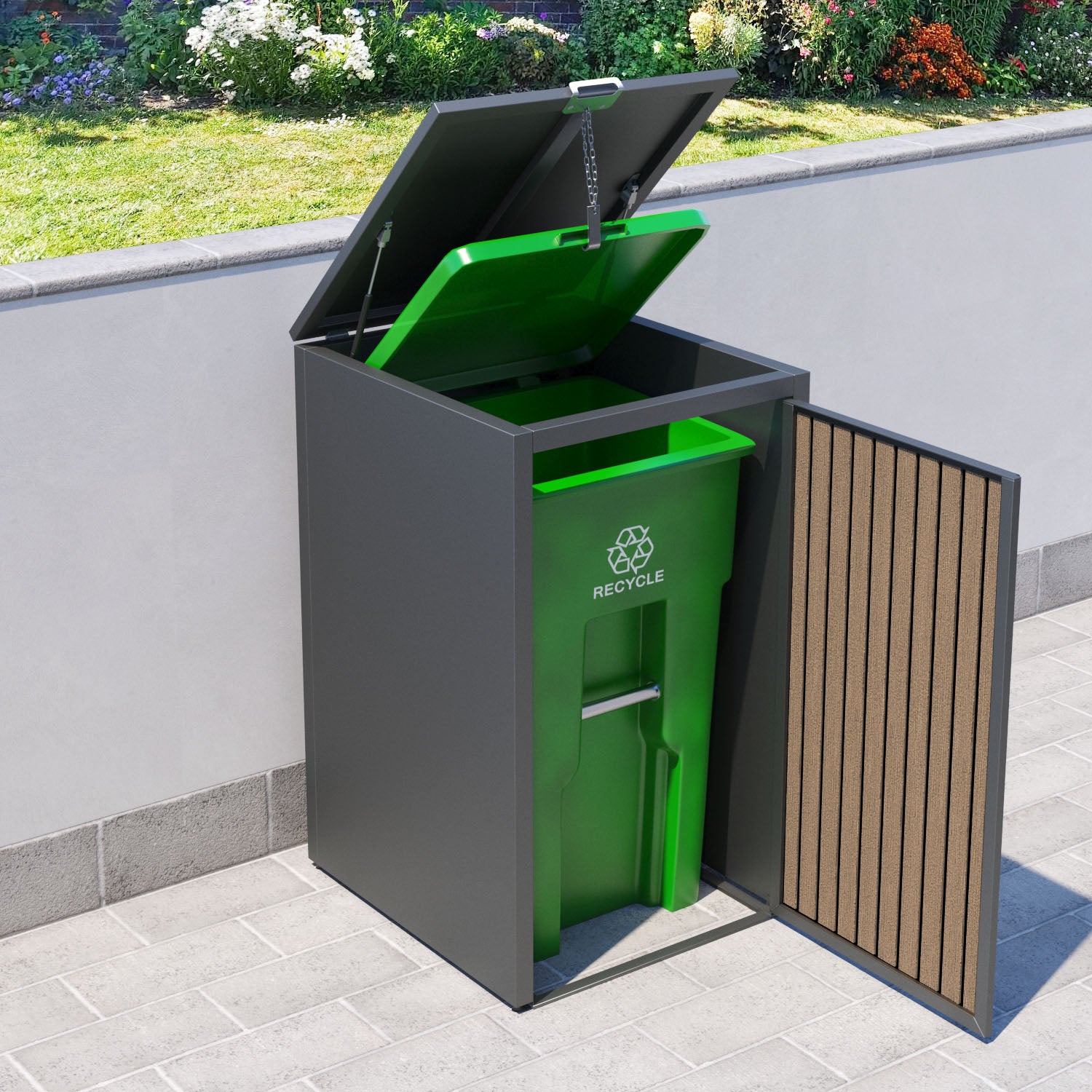 Grey 3 Bin Store with Virtis Door Slat