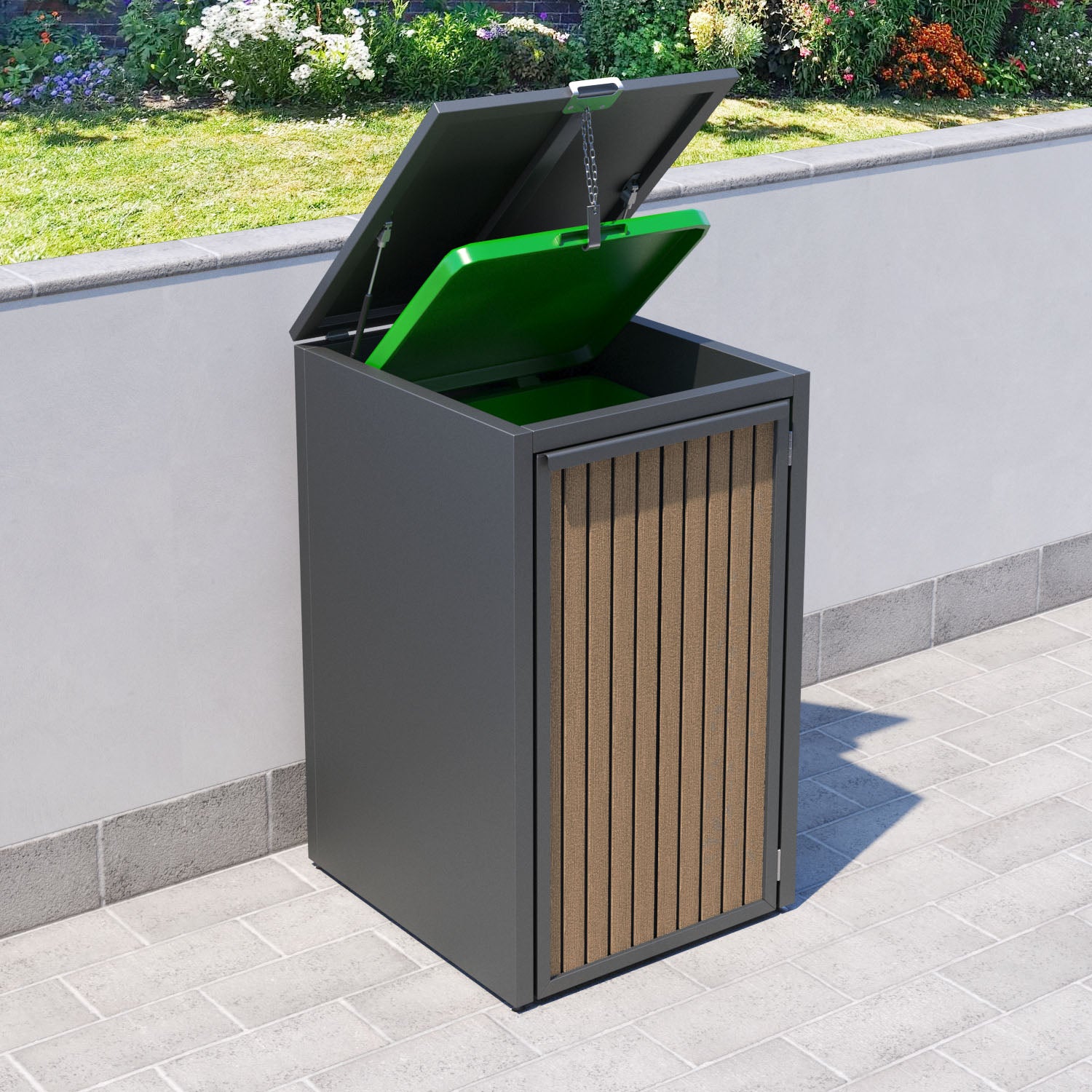 Grey 3 Bin Store with Virtis Door Slat