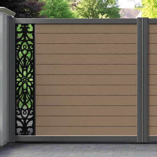 Fusion Windsor Straight Top Driveway Gate - Teak - End Screen