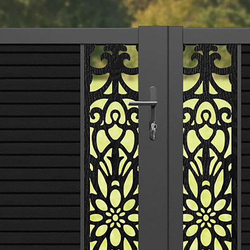 Hudson Windsor Straight Top Driveway Gate - Black - Middle Screen