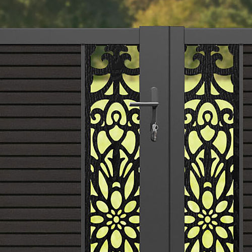 Hudson Windsor Straight Top Driveway Gate - Dark Oak - Middle Screen