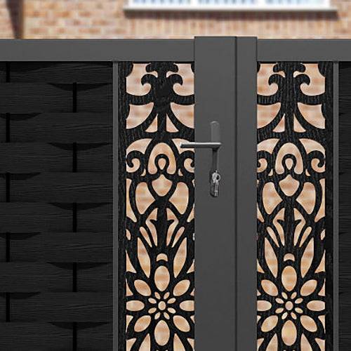Ripple Windsor Straight Top Driveway Gate - Black - Middle & End Screen