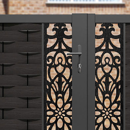 Ripple Windsor Straight Top Driveway Gate - Dark Oak - Middle Screen