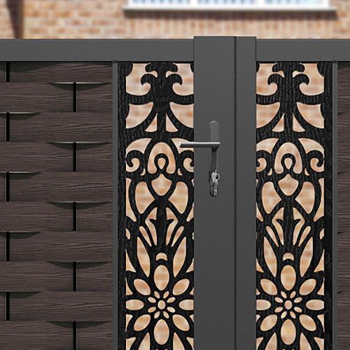 Ripple Windsor Straight Top Driveway Gate - Mid Brown - Middle & End Screen