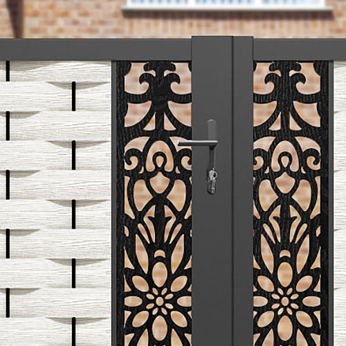 Ripple Windsor Straight Top Driveway Gate - Light Stone - Middle & End Screen