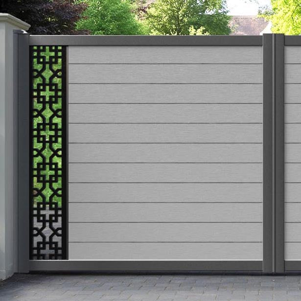 Fusion Zaria Straight Top Driveway Gate - Light Grey - End Screen