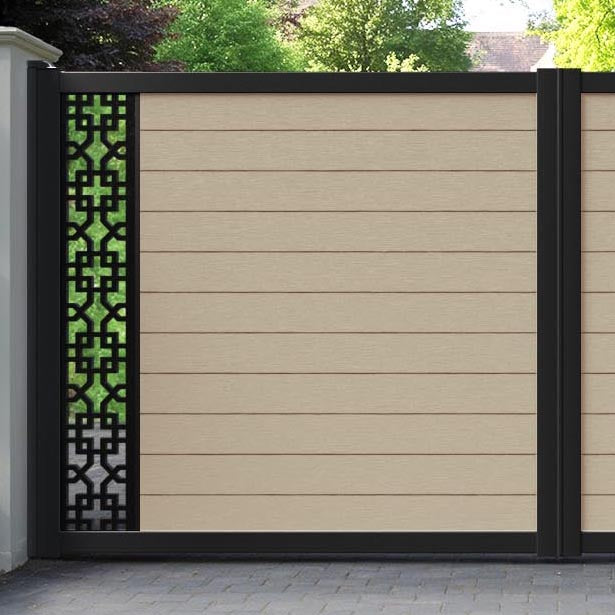 Fusion Zaria Straight Top Driveway Gate - Light Oak - End Screen