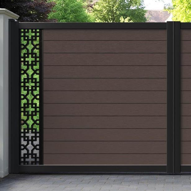 Fusion Zaria Straight Top Driveway Gate - Mid Brown - End Screen