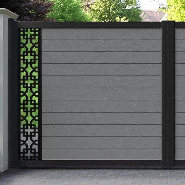 Fusion Zaria Straight Top Driveway Gate - Mid Grey - End Screen