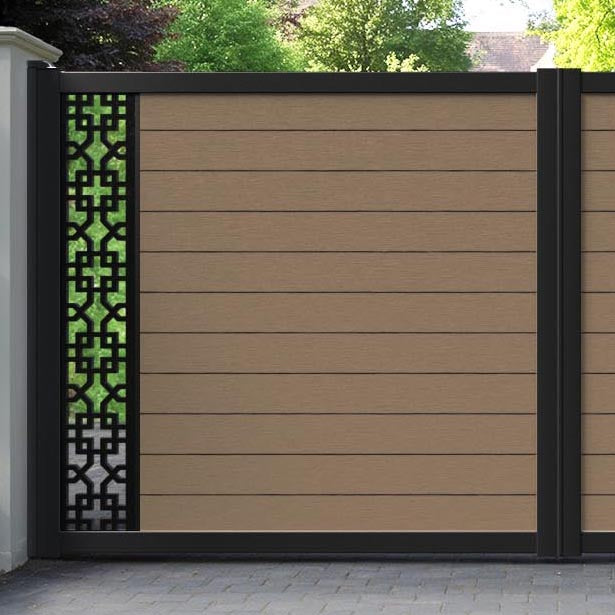 Fusion Zaria Straight Top Driveway Gate - Teak - End Screen