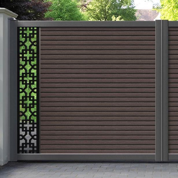 Hudson Zaria Straight Top Driveway Gate - Mid Brown - End Screen