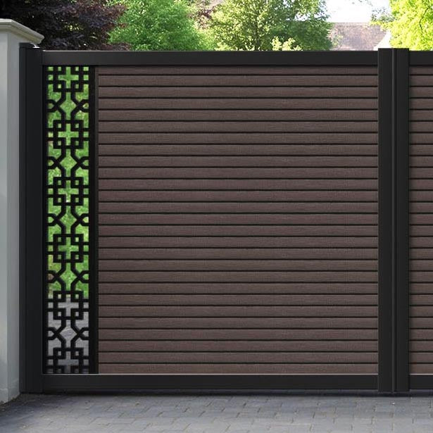Hudson Zaria Straight Top Driveway Gate - Mid Brown - End Screen